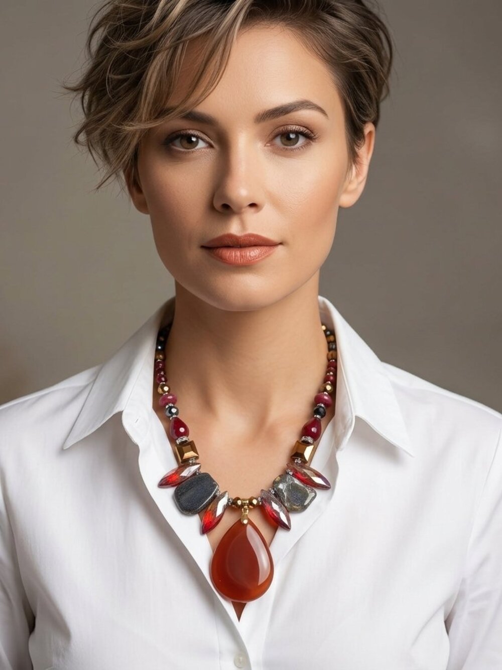 Ali Khan multi glass stone with beads necklace red theme with gift box